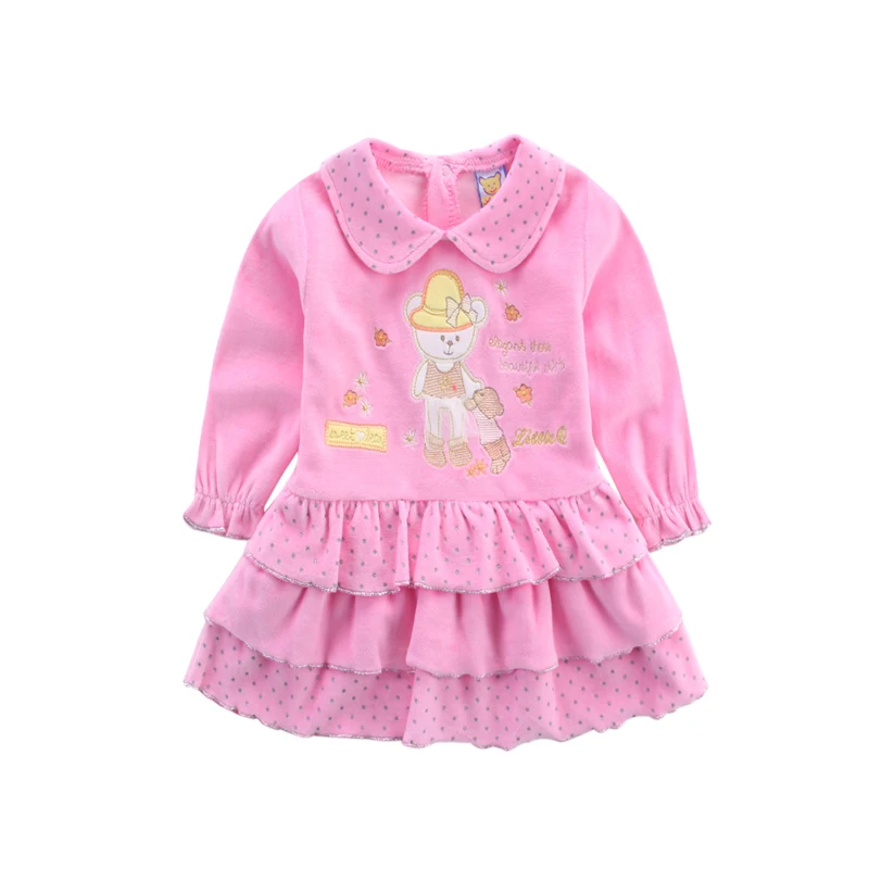 Детское велюровое платье с длинным рукавом до колена 4 шт./лот | Детская одежда и