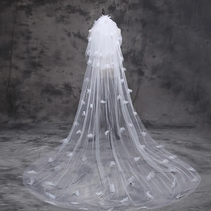 

Petal Shaped Tulle Veil Bridal Veils Voile Mariage Court Wedding Assessoires White Cathedral Wedding Veil Veils