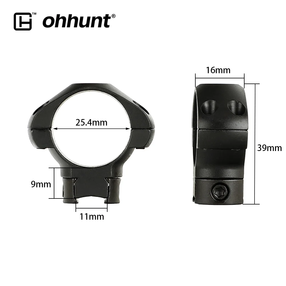 25.4mm Med Profile Ohhunt 25,4 мм или 30 мм диаметр стальной охотничий прицел кольца крепление низкий средний высокий профиль 11 мм 3/8 ласточкин хвост. 22 Airgun - Цвет: 25.4mm Med Profile