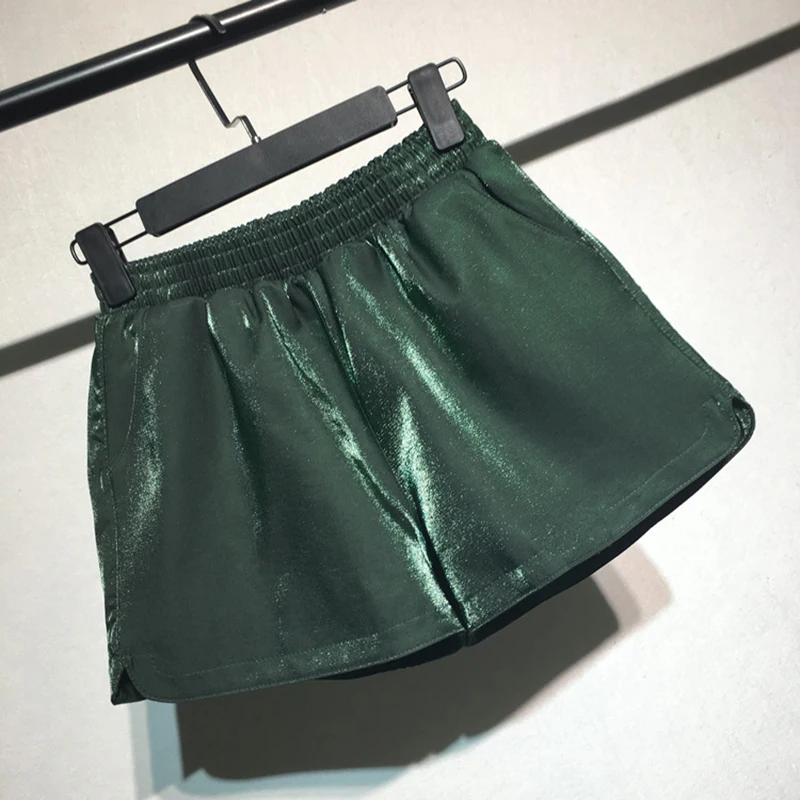 10 colors Punk Gold Sequin Shorts Women Summer 2019 New High Waist short feminino Casual Vintage plus size Wide Leg Short | Женская