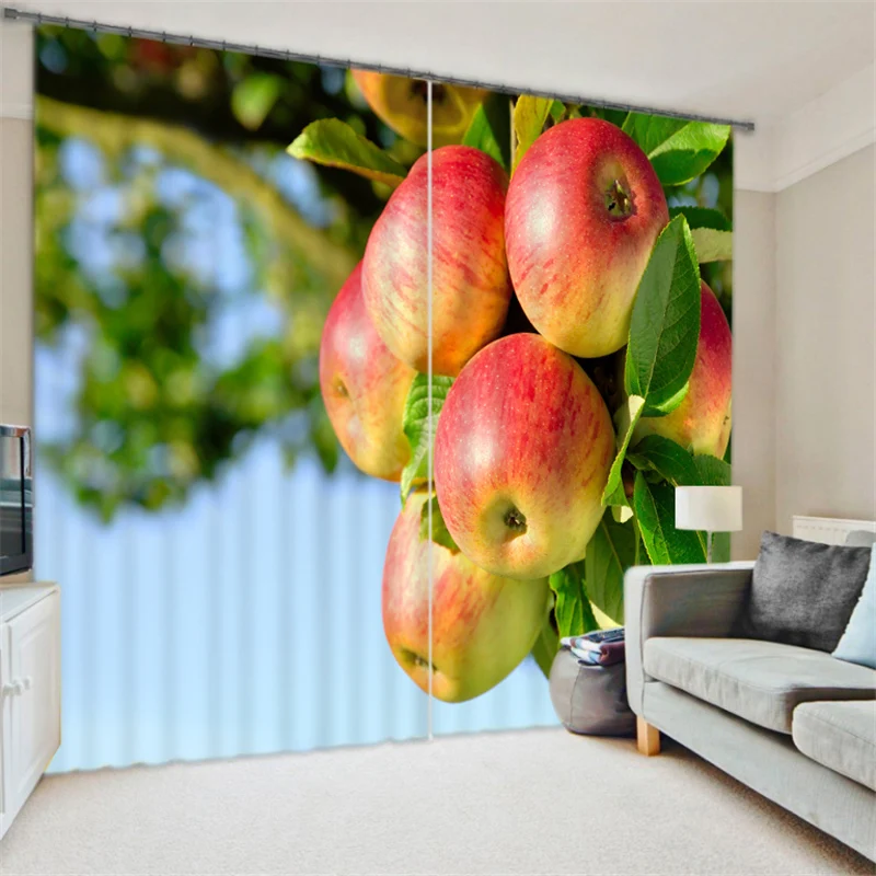

Customized Apple Luxury 3D Blackout Window Curtain Drapes For Living room Bed room Hotel Wall Tapestry Cortinas