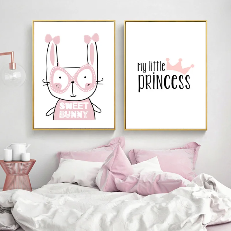 Милый кролик плакаты и принты настенный плакат дети скандинавский животный