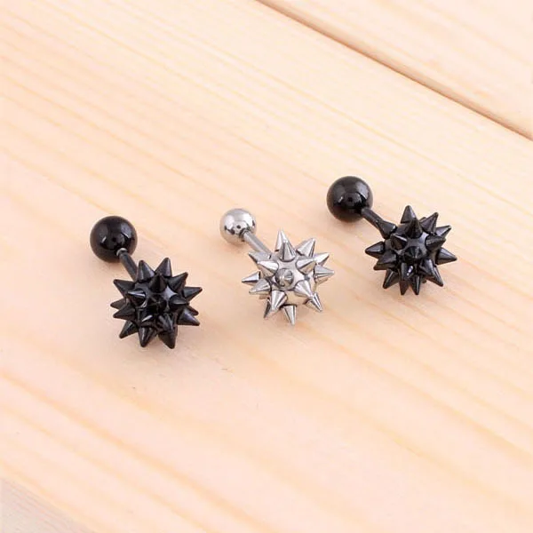 1 пара = 2 шт. стальные черные женские мужские панк-сережки из нержавеющей стали с