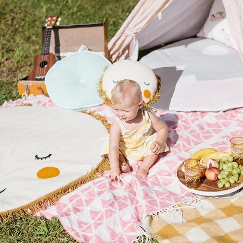 Детская плюшевая подушка милый игровой коврик с мультяшным рисунком детское