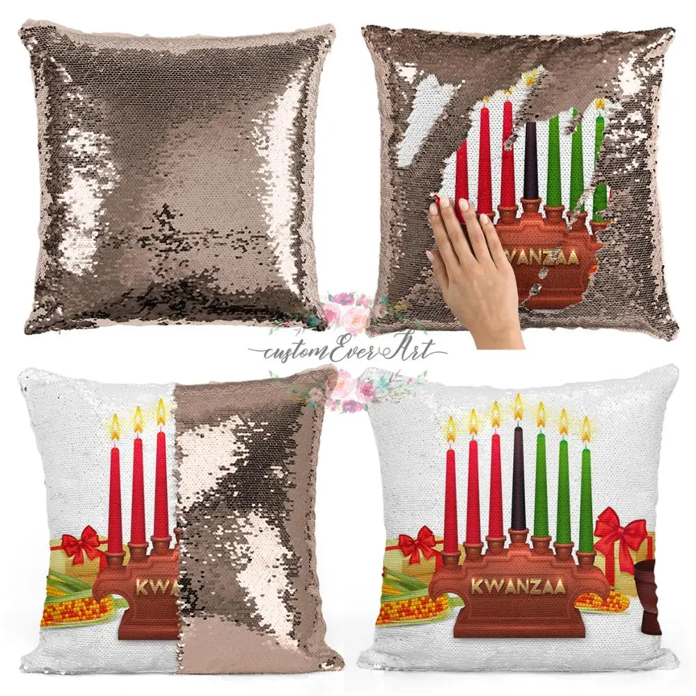 Кванза двусторонние пайетки Русалка Подушка автомобиля украшения дома диван