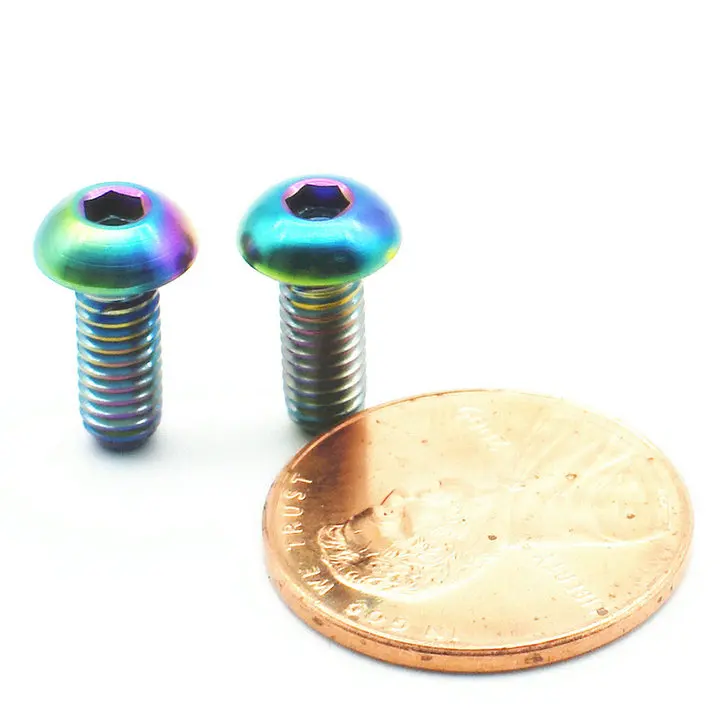 Rainbow Color Ti Bolt M4 6 8 1015 20 титановые болты Золотая ферменная головка шестигранник Аллен головкой зонта винт для верховой езды конверсионный винт 6 шт - Цвет: Rainbow Color