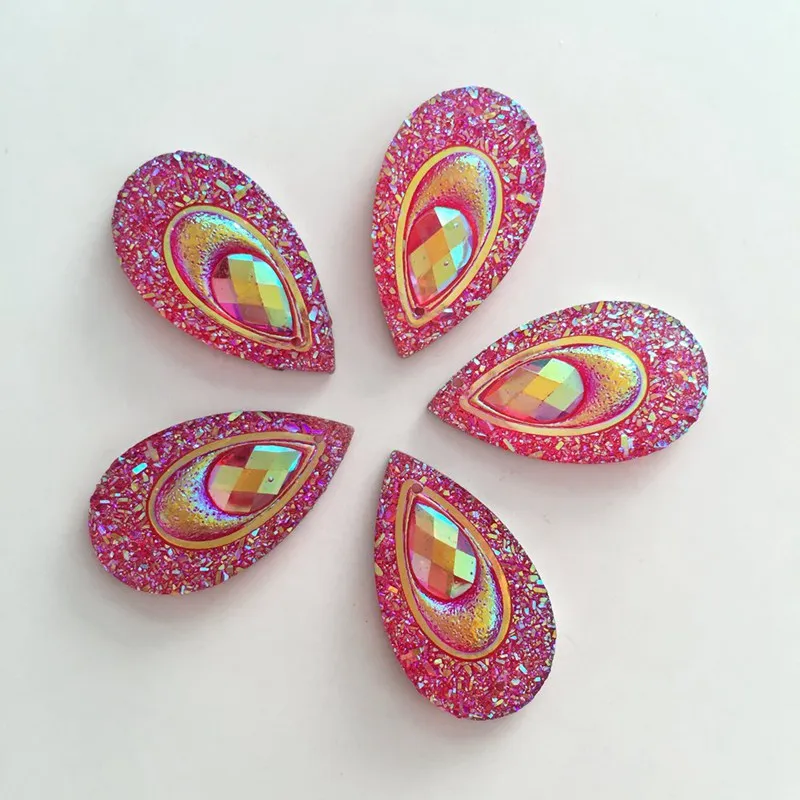 Стразы в форме павлина с пурпурной смолой 16 х28 мм 100 шт. 2 отверстия C69 * 10 | Дом и сад