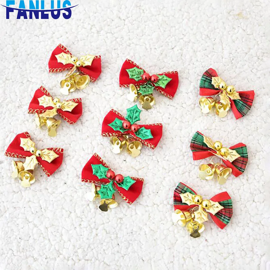 6 шт./компл. красный зеленый Рождественский бант для вечерние украшения на день