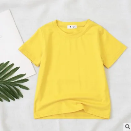 yellow Летняя футболка для маленьких девочек однотонная повседневная детская футболка для мальчиков, детская одежда с короткими рукавами для детей возрастом от 1 года до 9 лет, BC418 - Цвет: yellow