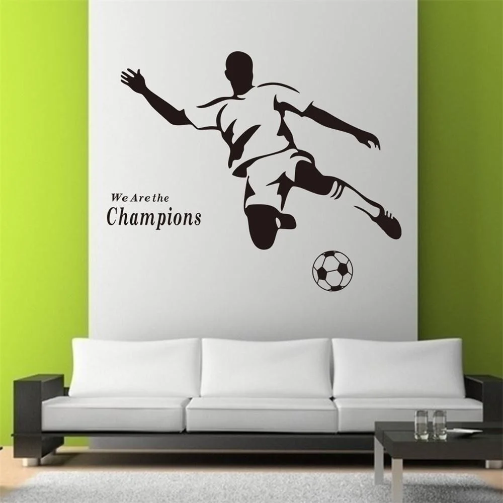 

Wre The Champion Quotes Wall Sticker Sports Wall Decals For Boys Football Soccer Kids BedRoom Poster Decoration Art Mural