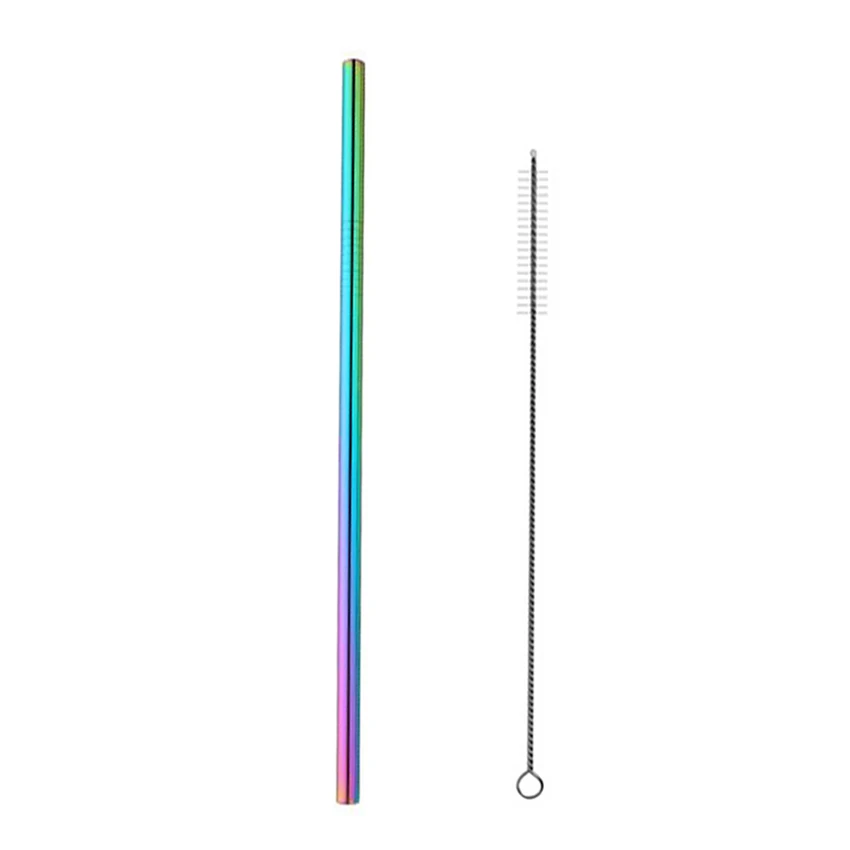 U-Neon 2pc 2 шт/4 шт многоразовые металлические трубочки для питья из цветной нержавеющей стали крепкая гнущаяся или вертикальная соломинка для напитков для кружек+ чистящая щетка - Цвет: U-Neon 2pc