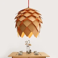 modern handmade diy wood chandelier pinecone hanging wood artichoke lamp home decorative light fixtures ac100 240v