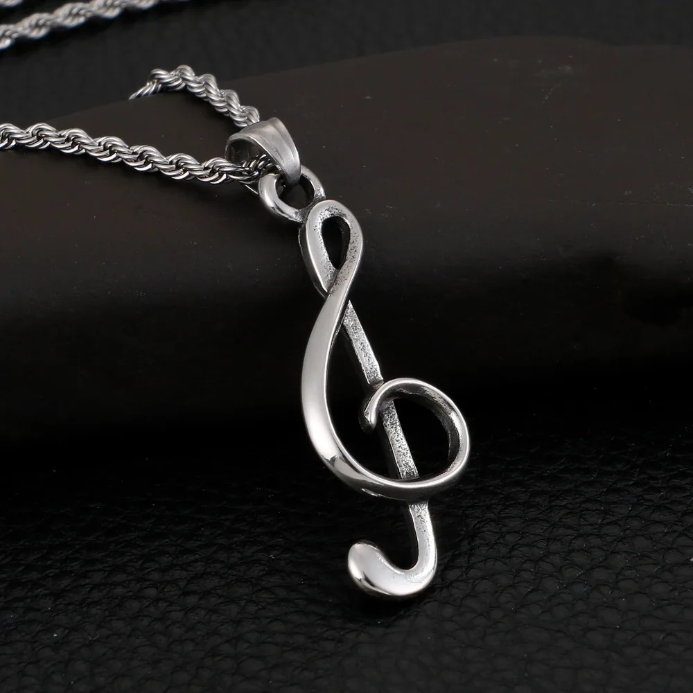 

HaoYi Stainless Steel Musical Note Pendant Necklace For Men Fashion Hip Hop Music Lover Jewelry