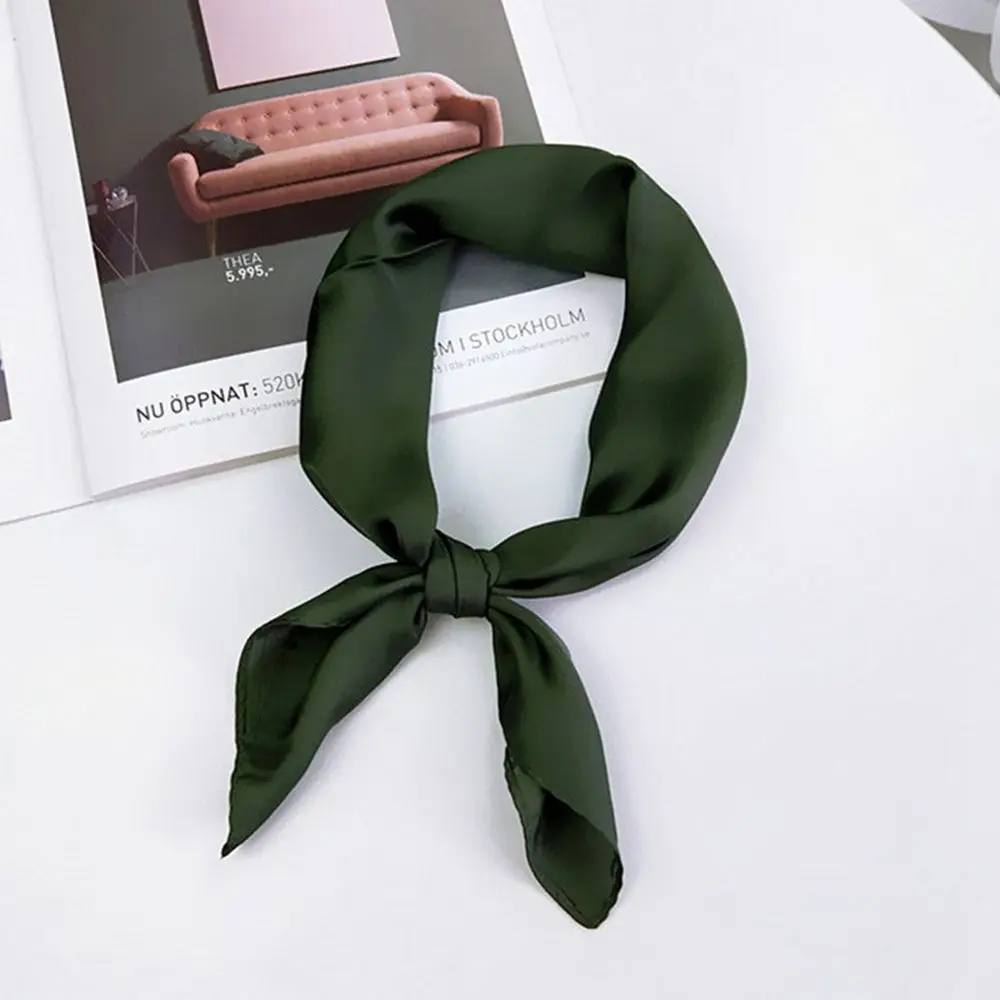 

Solid Color Small Square Small Scarf Female Wild Silk Small Bags Scarf Women's Silk Scarf Soft Shawls Solid Color Bandana