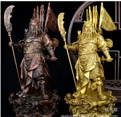 

Copper Brass craft Art Bronze Decoration Crafts Brass Copper Feng Shui Protective Guardian Kwan Kung Statue Guan Yu Feng Shui Fu