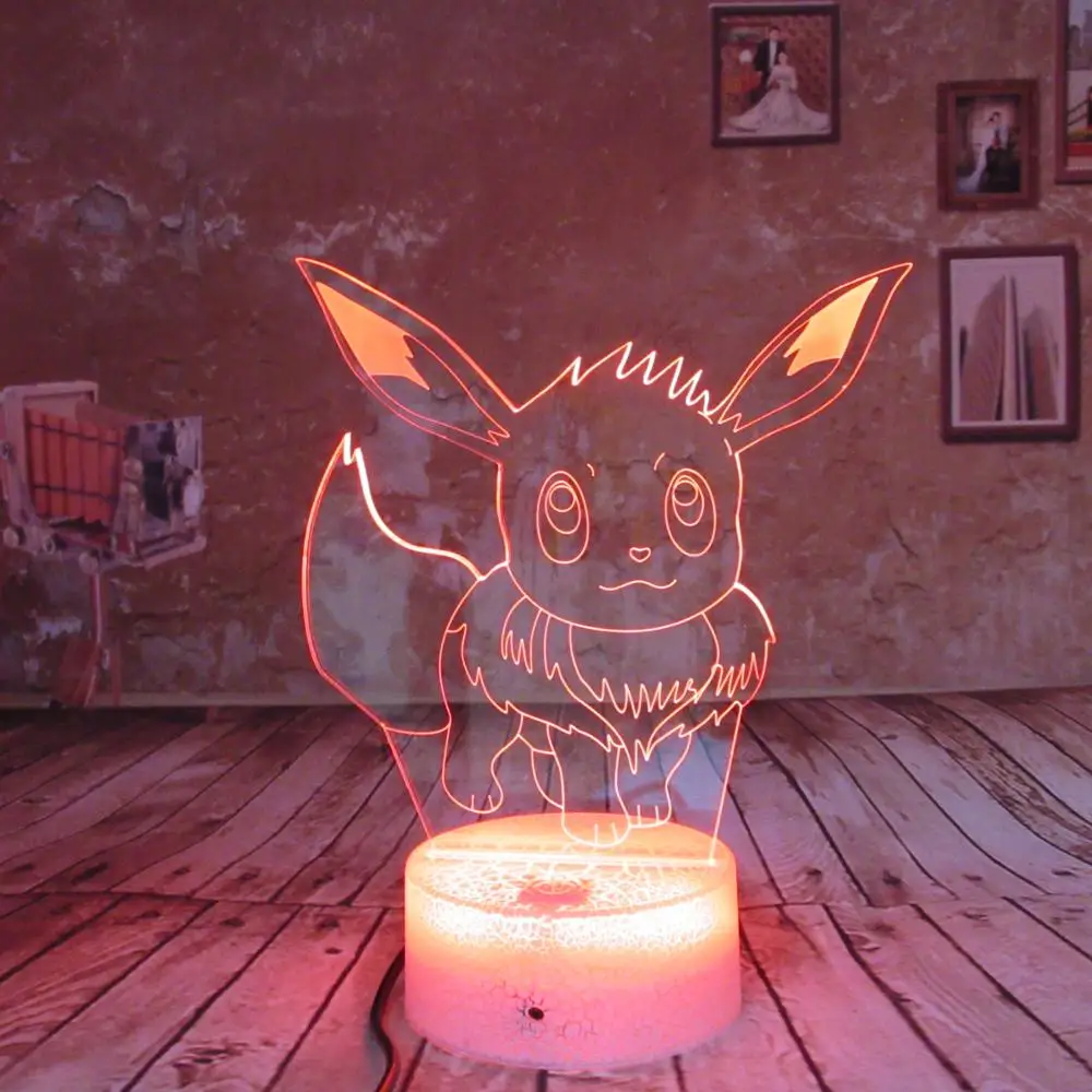 Покемон го Evee 3D ночник 7 цветов Изменение LED USB детская настольная лампа сенсорная