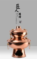 34cm china double layers copper hot pot thickened mongolian chinese sichuan charcoal copper fondue soup pot donglaishun