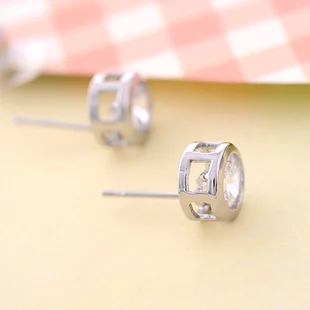 1 пара посеребрение белый глаза стиль корейский элегантный кристалл круг