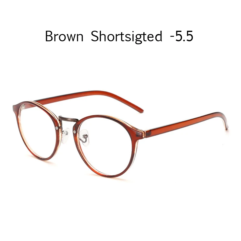 brown myopia 5.5 Zilead женские цветочные Fnished очки для близорукости металлические круглые близорукие очки для женщин короткие очки с градусом-1.0to-4,0 - Цвет оправы: brown myopia 5.5