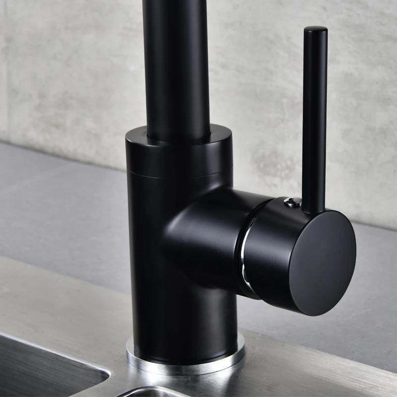 Вращающийся на 360 градусов черный кухонный смеситель латунный кран кухонные