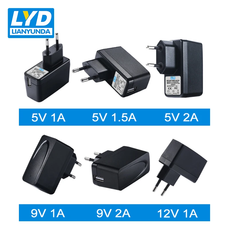 Штепсельная Вилка европейского стандарта 5V-1A/1.5A/2A USB зарядка AC-DC адаптер питания 9V-1A 12V-1A/0.5A адаптер зарядки для электрического оборудования адаптер переключения