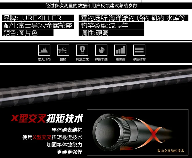 Lurekiller Fuji Guide GT POPPING ROD 2,3 м 2 секции поперечной мощности углеродная удочка для Поппера морская удочка