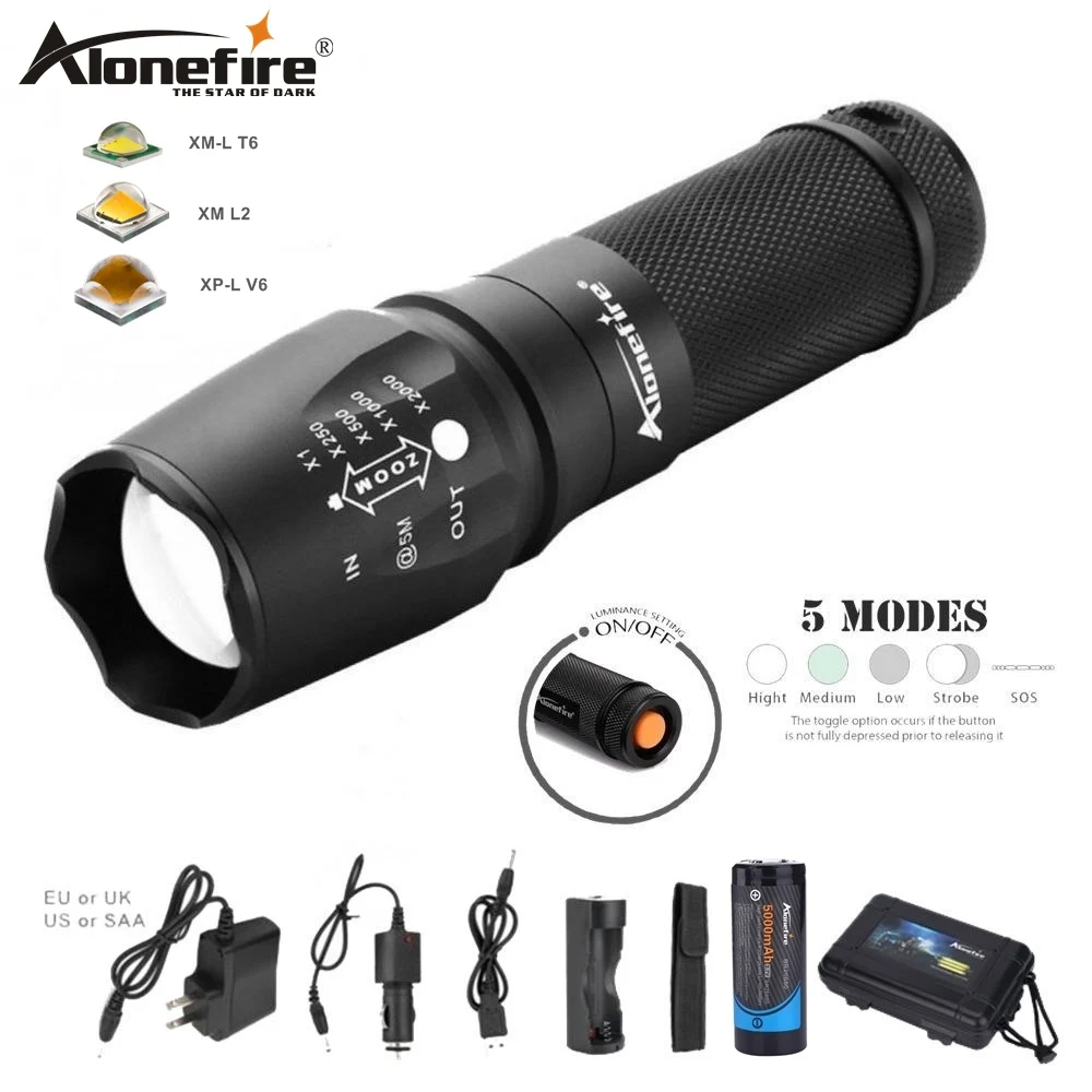 Фонарик AloneFire X800 Cree XM L T6 L2 U3 v6 светодиодный масштабируемый для рыбалки