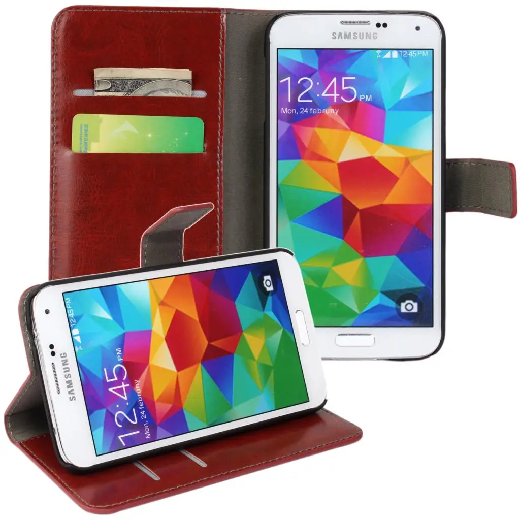 Для samsung S5 из искусственной кожи раскладной чехол с держателем карты Чехол для samsung Galaxy S5 i9600 G900F в деловом стиле