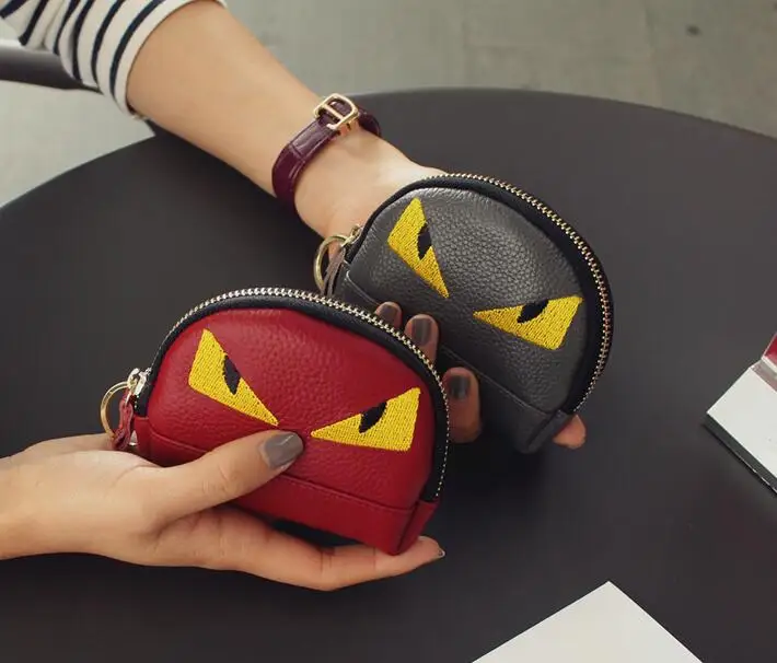 Новый Натуральная Кожа Вышивка Pattern Женщины Брелок Кошельки Моды Монета Кошелек