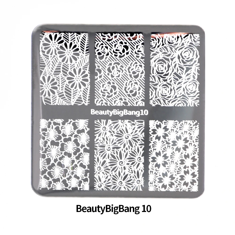 BeautyBigBang штамповки пластины для ногтей цветок бабочка кружева тема ногтей штамп пластины формы девушки листья изображения дизайн ногтей 6*12 см трафареты