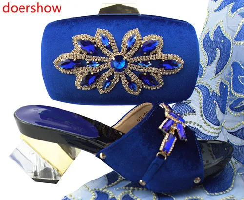 doershow Italian Matching Shoes and Bag Set African Wedding Shoe set gold Handbag Summer Women!HH1-41 | Обувь
