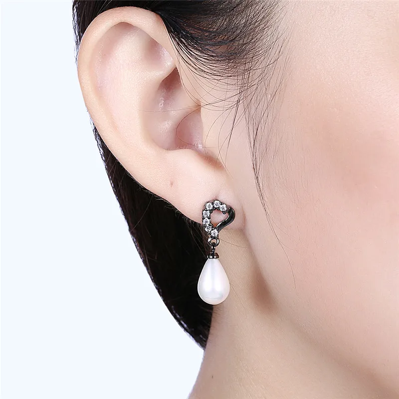 Симпатичные Искусственный жемчуг Серьги для Для женщин Винтаж Черное золото