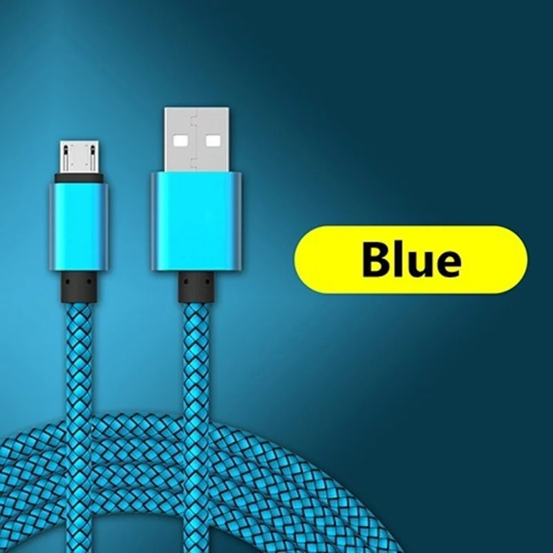 Синий 2 м Micro USB кабель для Xiaomi Redmi Note 5 PLUS 4X Android USB Кабель зарядного устройства для samsung galaxy J3/J5/J7/A5/A7 Kindle PS4 - Цвет: Синий