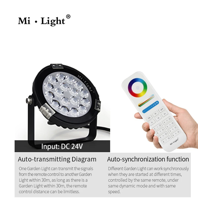 Светодиодный садовый светильник Mi Light 9 Вт RGB + CCT 24 В постоянного тока/86 ~ 265
