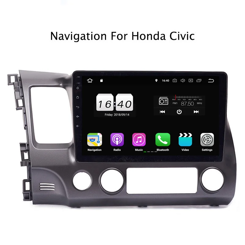 9&quot 2G RAM 16G ROM Android 8.1 Car DVD Multimedia Player For Honda Civic 2004 2005 2006 2007 2008 2009 2010 2011 2012 GPS | Автомобили