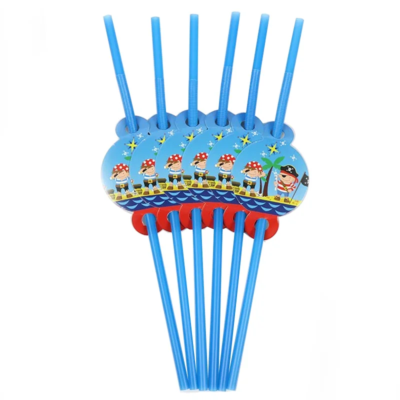 Новая синяя маленькая Пиратская бумажная чашка с рисунком + тарелка салфетка