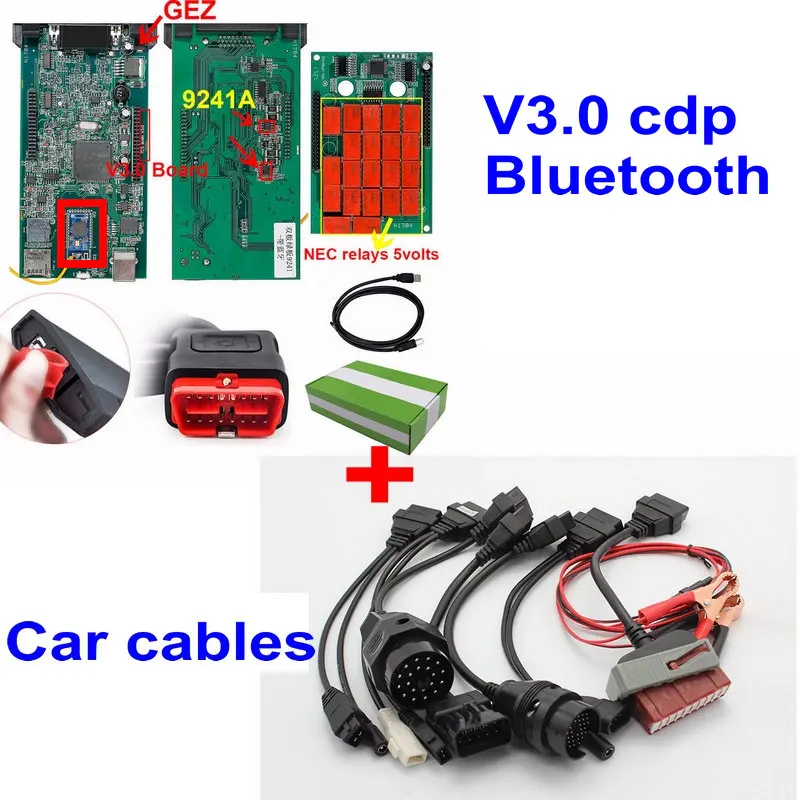 Двойной зеленый PCB V3.0 Nec Реле tcs cdp pro bluetooth R0 keygen автомобильные кабели как Multidiag pro obd2 сканер диагностический инструмент