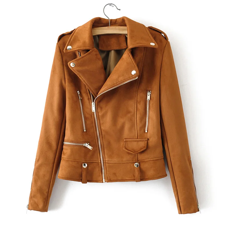 Fitaylor искусственная замшевая куртка женские короткие пальто из мягкой кожи с