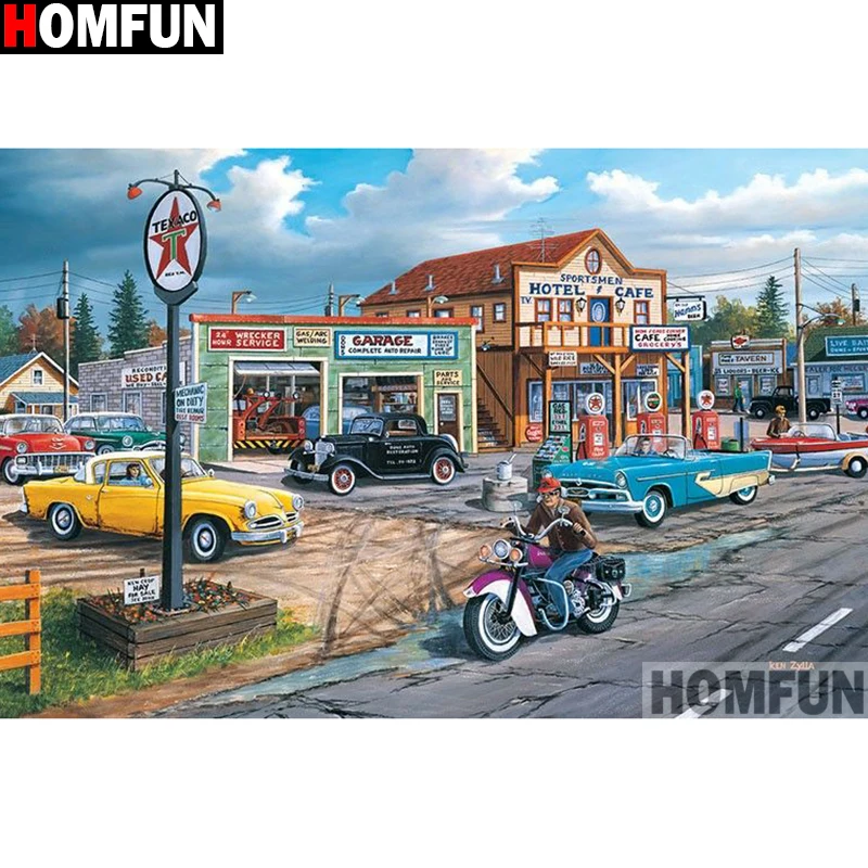 Алмазная живопись HOMFUN Автомобильный дом алмазная вышивка сделай сам полное