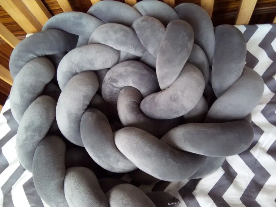 dark grey 120 см Детские плетеные бамперы для кроватки Подушка с узлом, детские постельные принадлежности, детская кроватка - Цвет: dark grey