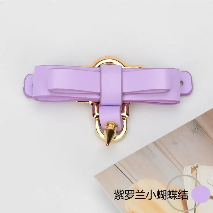 Small Bow Purple Angelatarch Офисная Женская Обувь Крыло Ангел розовый Япония Горячая PU большой маленький бант орнамент заклепки пуля Кроссбоди рюкзак сумка часть аксессуары - Цвет: Small Bow Purple
