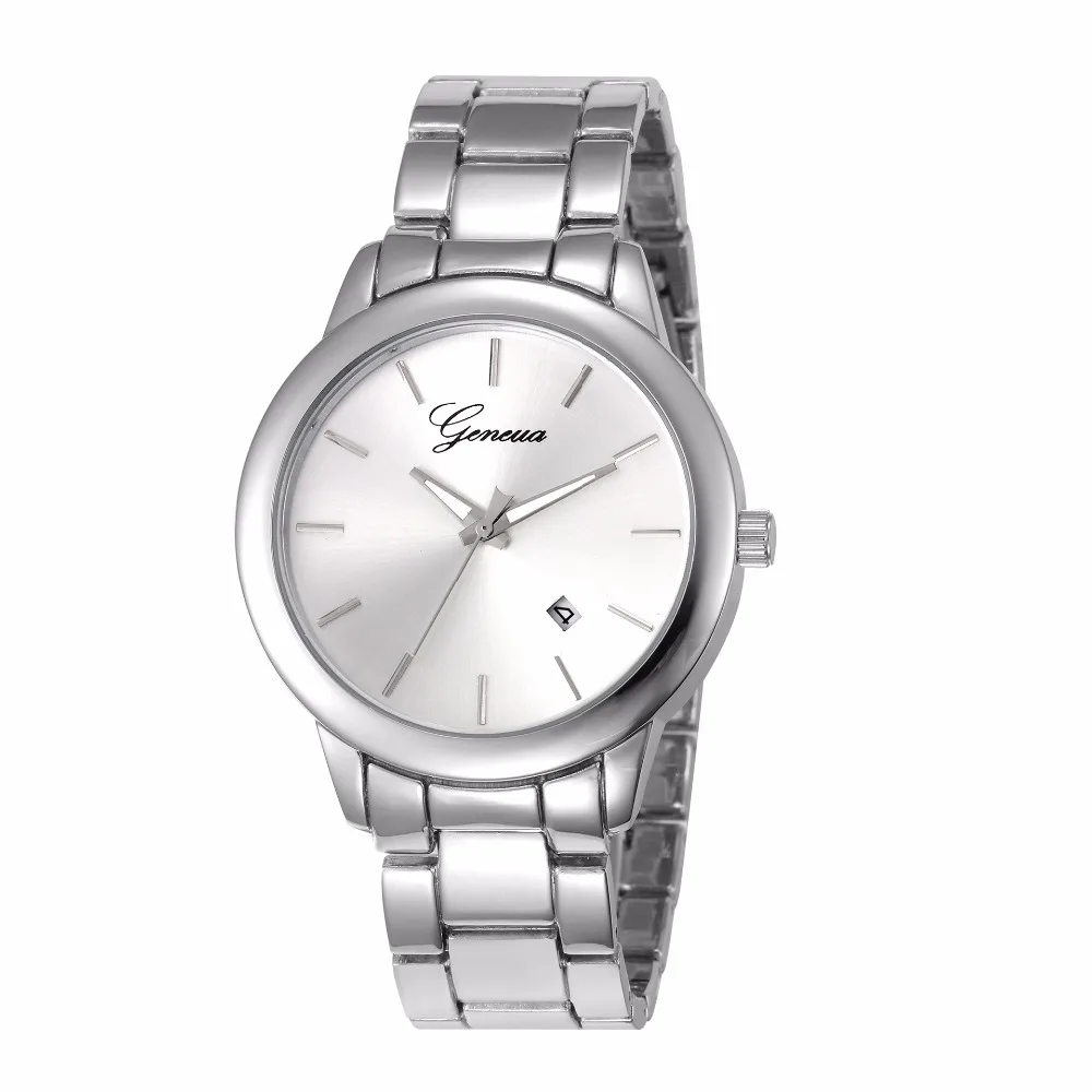 2018 Fashion Luxury brand watch Geneva Watch Crystal Stainless Steel Quartz-Watch Women Wrist Watches For 100pcs/lot | Наручные часы