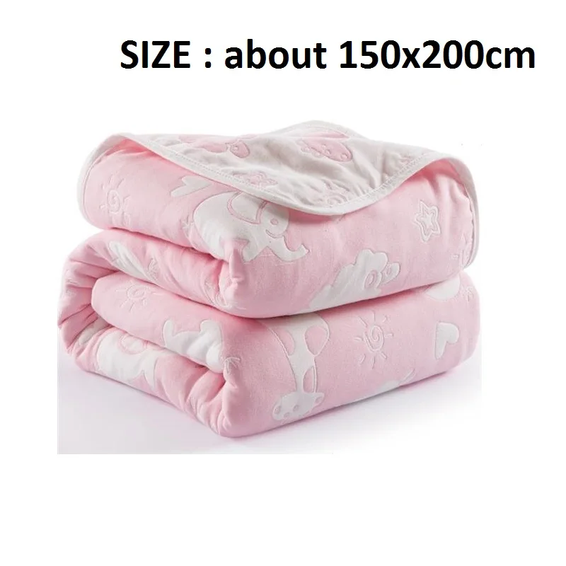 pink zoo150x200cm Многофункциональное детское одеяло, шестислойное Хлопковое одеяло, Пеленальное Одеяло для новорожденных, дышащее влажное одеяло для сна, диванное одеяло для отдыха покрывало для сна - Цвет: pink zoo150x200cm