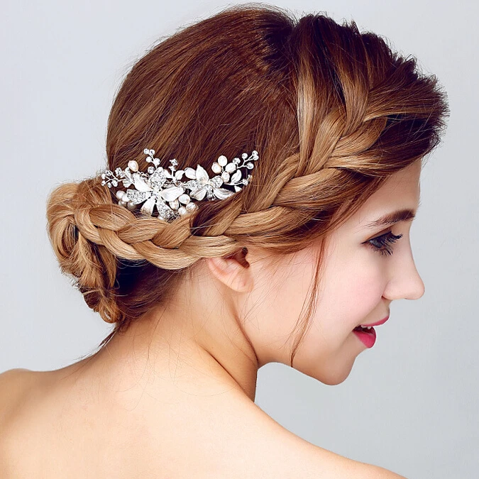 Свадебная расческа для волос SLBRIDAL Стразы с кристаллами жемчужинами цветами и