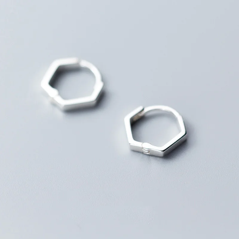 Женские серьги-кольца WTLTC из стерлингового серебра 925 пробы с шестигранным
