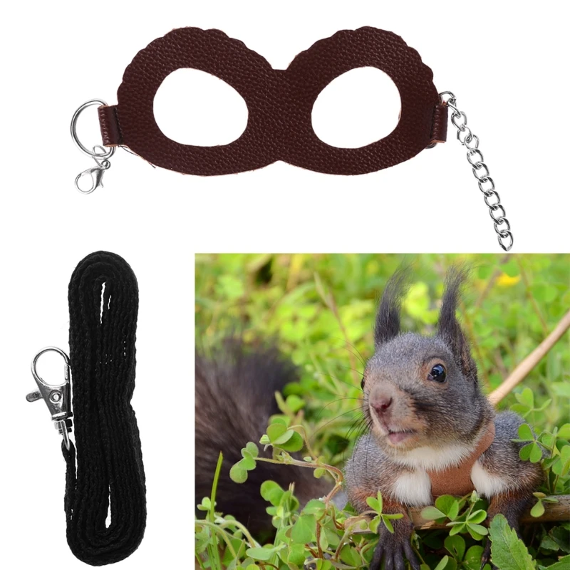 

Поводок для домашних животных Регулируемая прогулочная кожаная морская свинка, тренировочный поводок для хомяк SD-JQ