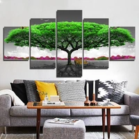 wall art 5 pieces poster green tree with chair wall picture for living room canvas prints painting home decor xa2740c