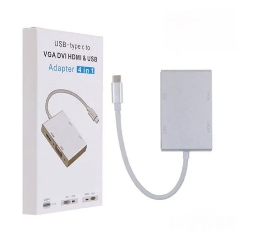 Кабель-адаптер 4 в 1 USB 3 C HDMI VGA DVI для ноутбуков Apple Macbook Google Chromebook Pixel 30 шт. |