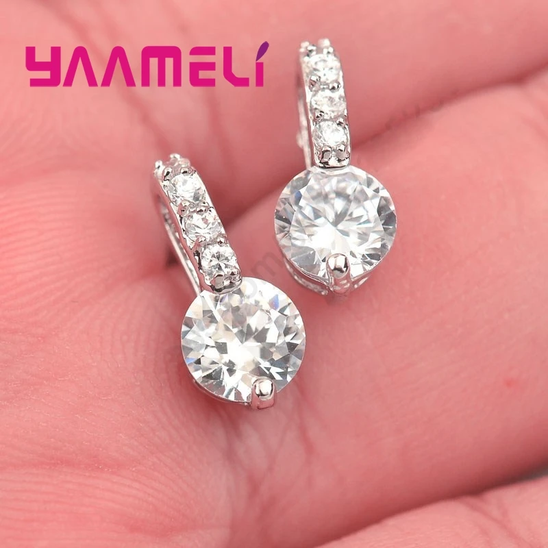 2Pcs/Lot Classic Stud Earrings for Women Girls 5A Grade CZ Stone 925 Sterling Silver Cubic Zirconia Jewelry 8 Colors