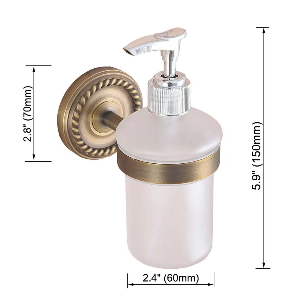 Античный латунный диспенсер для жидкого мыла в стеклянной бутылке ванной и кухни
